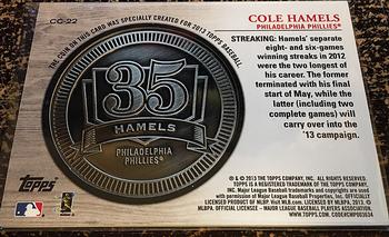 2013 Topps - Million Dollar Chase Coins #CC-22 Cole Hamels Back