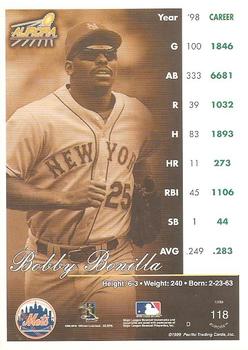 1999 Pacific Aurora #118 Bobby Bonilla Back