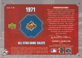 2001 Upper Deck - 1971 All-Star Game Salute #AS-FR Frank Robinson Back