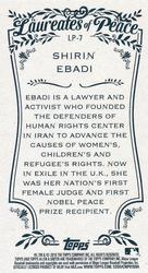 2016 Topps Allen & Ginter - Mini Laureates of Peace #LP-7 Shirin Ebadi Back