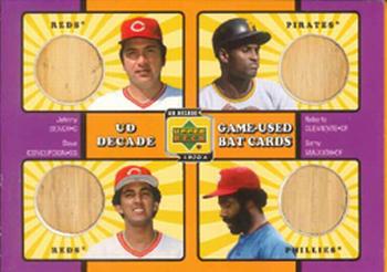 2001 Upper Deck Decade 1970's - Game-Used Bat Combos #C-GGN Johnny Bench / Roberto Clemente / Dave Concepcion / Garry Maddox Front