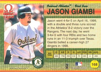 1999 Pacific Omega #168 Jason Giambi Back