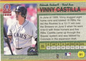 1999 Pacific Omega #81 Vinny Castilla Back