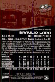 2016 Choice Sacramento River Cats #14 Braulio Lara Back