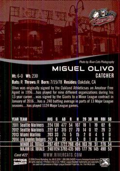 2016 Choice Sacramento River Cats #22 Miguel Olivo Back