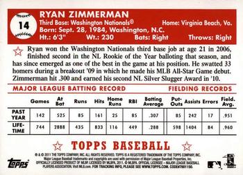 2011 Topps - Black Diamond #14 Ryan Zimmerman Back