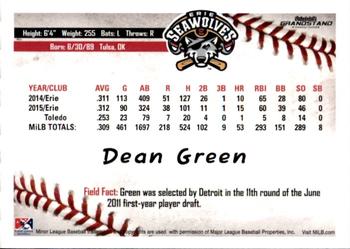 2016 Grandstand Erie SeaWolves #NNO Dean Green Back