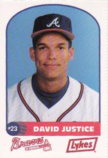 1992 Lykes Atlanta Braves Perforated #NNO David Justice Front