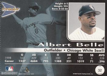 1999 Pacific Prism #32 Albert Belle Back