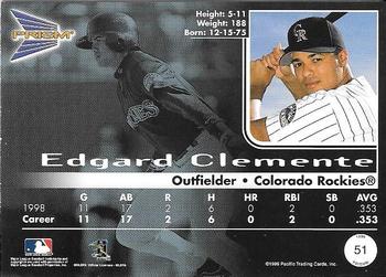 1999 Pacific Prism #51 Edgard Clemente Back