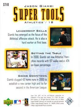 2001 Upper Deck MVP - Super Tools #ST10 Jason Giambi  Back