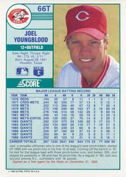 1989 Score Rookie & Traded #66T Joel Youngblood Back