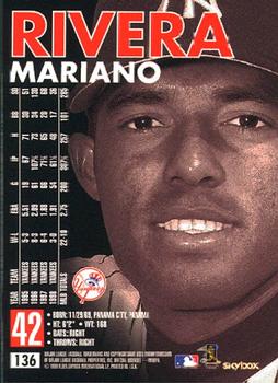 1999 SkyBox Premium #136 Mariano Rivera Back