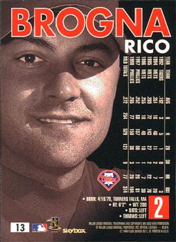 1999 SkyBox Premium #13 Rico Brogna Back