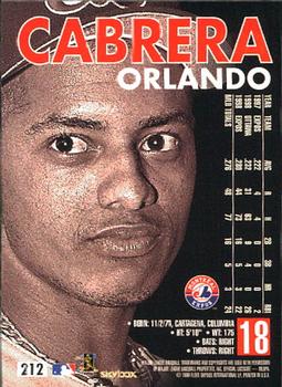 1999 SkyBox Premium #212 Orlando Cabrera Back