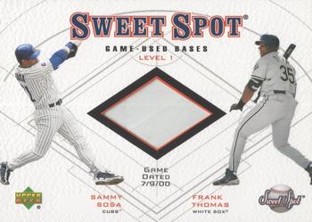 2001 Upper Deck Sweet Spot - Game Base Duos #B1-ST Sammy Sosa / Frank Thomas Front