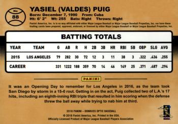 2016 Donruss Optic - Holo #88 Yasiel Puig Back