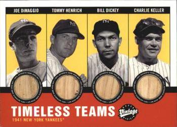 2001 Upper Deck Vintage - Timeless Teams Combos #NYY41 Joe DiMaggio / Tommy Henrich / Bill Dickey / Charlie Keller Front