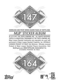 2017 Topps Stickers #164 Milwaukee Brewers Back