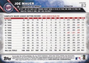 2016 Topps Chrome - Refractor #82 Joe Mauer Back