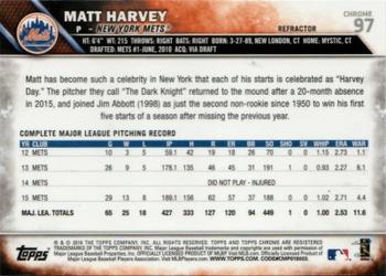 2016 Topps Chrome - Refractor #97 Matt Harvey Back