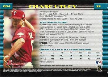 2002 Bowman - Gold #264 Chase Utley  Back