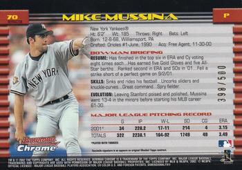 2002 Bowman Chrome - Refractors #70 Mike Mussina  Back