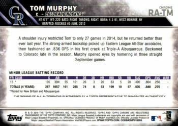 2016 Topps Chrome - Rookie Autographs #RA-TM Tom Murphy Back