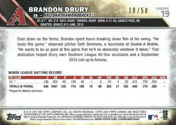 2016 Topps Chrome - Gold Refractor #19 Brandon Drury Back