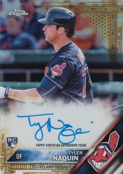 2016 Topps Chrome - Rookie Autographs Gold Refractor #RA-TN Tyler Naquin Front