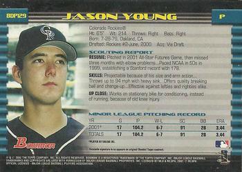 2002 Bowman Draft Picks & Prospects - Gold #BDP129 Jason Young  Back