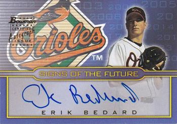 2002 Bowman Draft Picks & Prospects - Signs of the Future #SOF-EB Erik Bedard Front