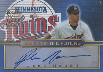 2002 Bowman Draft Picks & Prospects - Signs of the Future #SOF-JM Jake Mauer Front