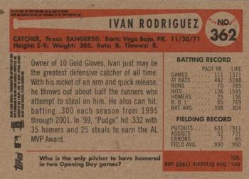 2002 Bowman Heritage - Black Box #362 Ivan Rodriguez  Back