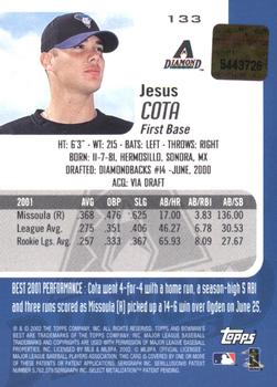 2002 Bowman's Best - Blue #133 Jesus Cota Back