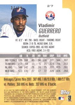 2002 Bowman's Best - Gold #27 Vladimir Guerrero  Back