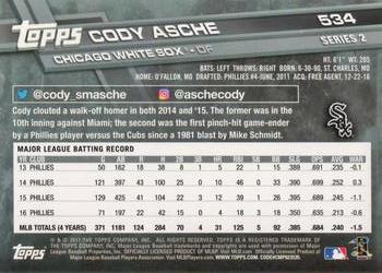 2017 Topps #534 Cody Asche Back