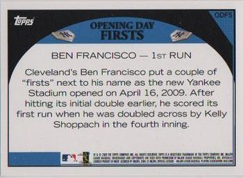 2009 Topps Yankee Stadium Opening Day #ODF5 Ben Francisco Back