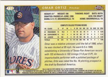 1999 Topps Chrome Traded and Rookies #T72 Omar Ortiz Back