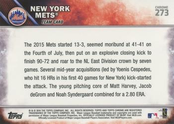 2016 Topps - Chrome Sapphire 65th Anniversary Edition #273 New York Mets Back