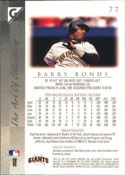 1999 Topps Gallery #77 Barry Bonds Back