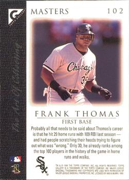 1999 Topps Gallery #102 Frank Thomas Back