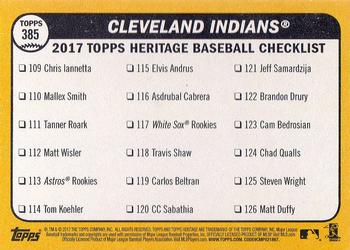 2017 Topps Heritage #385 Cleveland Indians Back