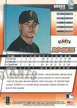 2002 Donruss Fan Club - Rookie Autographs #217 David Brous Back