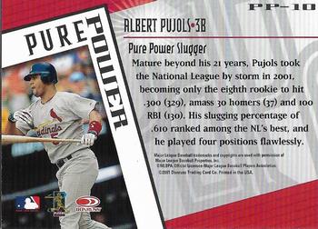 2002 Donruss Fan Club - Pure Power #PP-10 Albert Pujols  Back