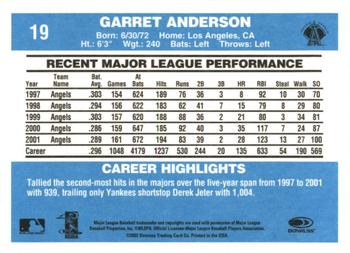 2002 Donruss Originals - Aqueous #19 Garret Anderson Back