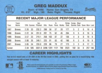 2002 Donruss Originals - Aqueous #277 Greg Maddux Back