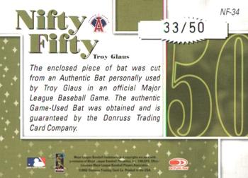 2002 Donruss Originals - Nifty Fifty Bats #NF-34 Troy Glaus  Back