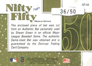 2002 Donruss Originals - Nifty Fifty Bats #NF-44 Shawn Green  Back