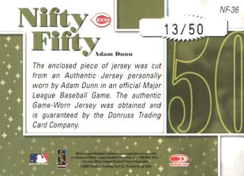 2002 Donruss Originals - Nifty Fifty Jerseys #NF-36 Adam Dunn  Back